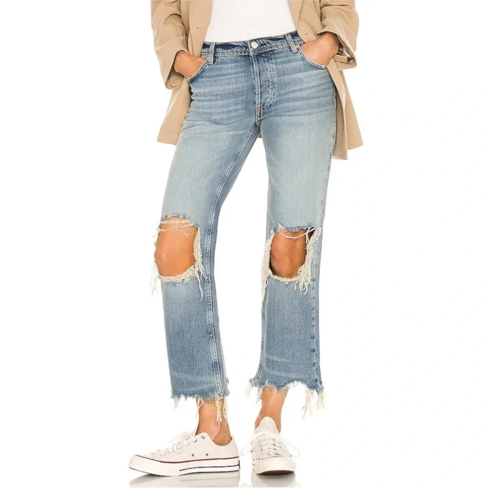 We the Free Maggie Mid Rise Straight Leg Jean in Aged to Perfection